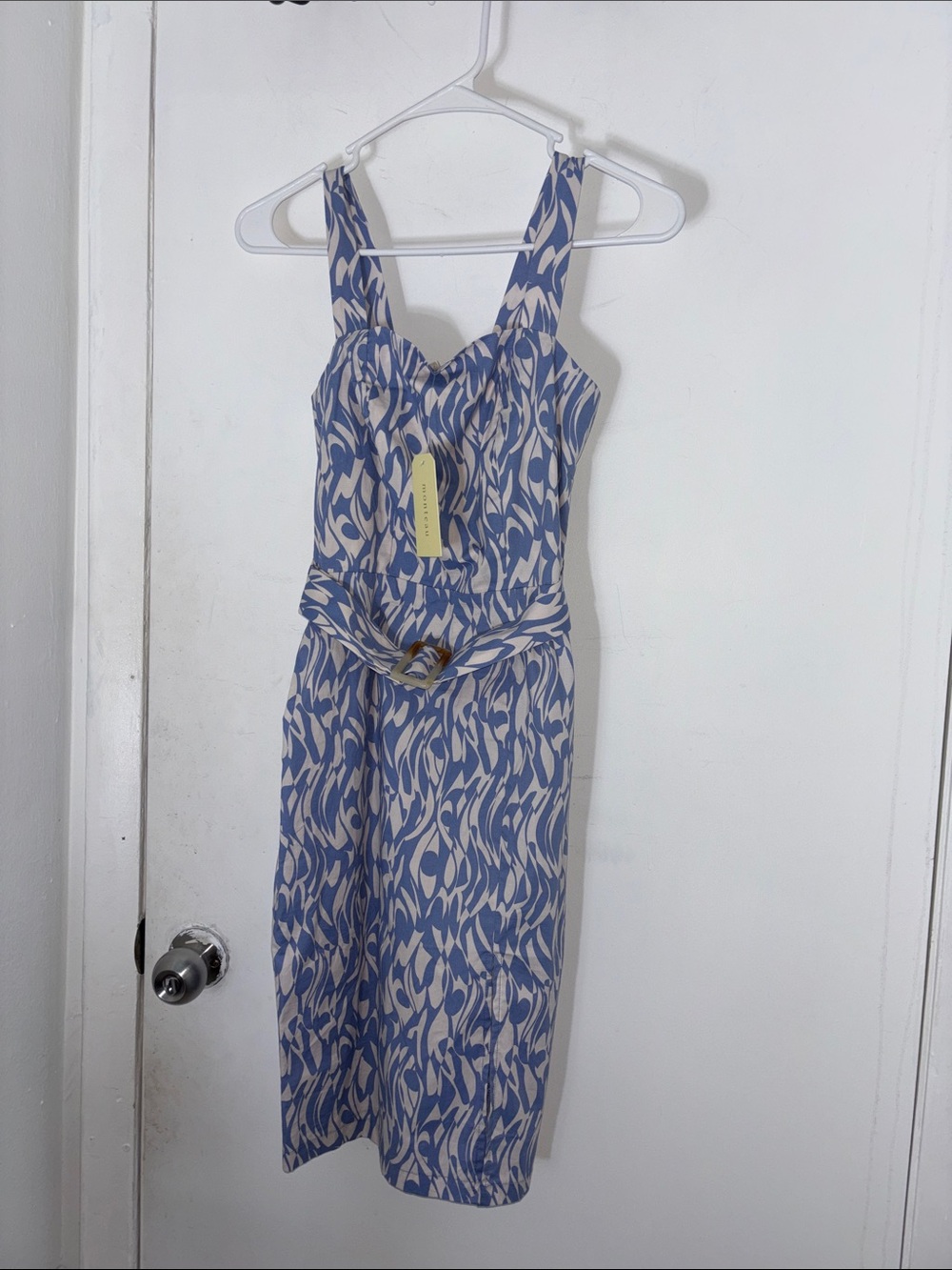 Haute Monde Blue and White Print Midi Dress